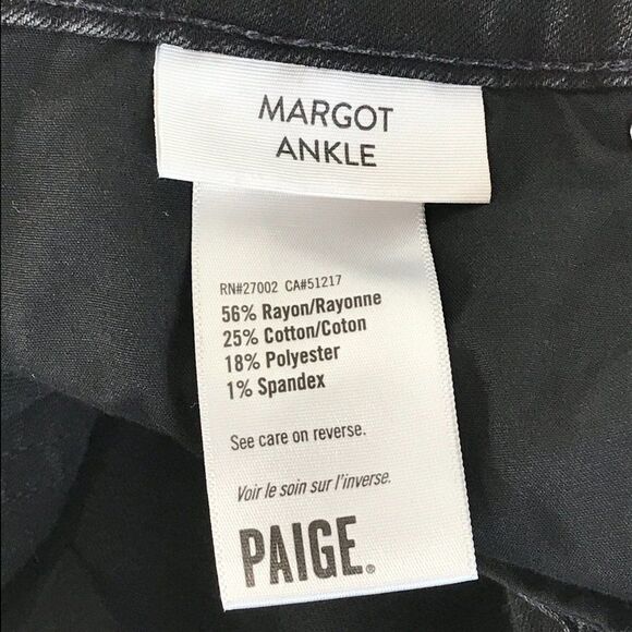 PAIGE Margot Ankle Skinny Jeans Size 28 Sweetheart Waistband Total Eclipse Black - Picture 14 of 16